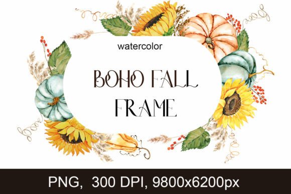 Boho Fall Frame PNG: Autumn Wedding Elegance