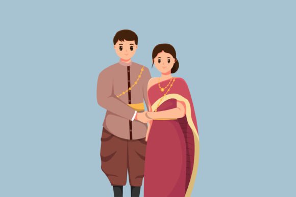 Celebrate Love: Thai Couple Wedding Character Design