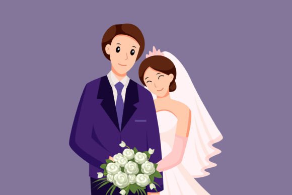 Cute Couple at Wedding Character: A Designer's Playful Asset