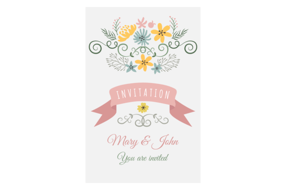 Elegant Wedding Invitation Template with Floral Decorative Elements