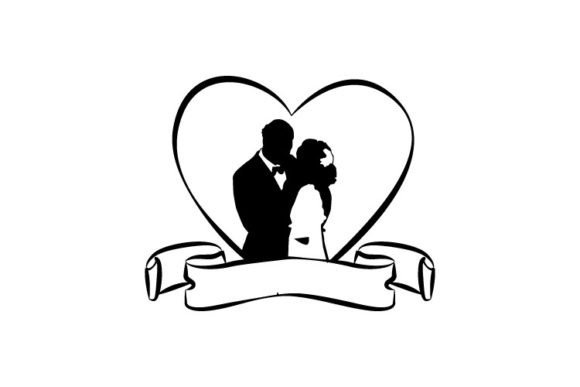 Elevate Wedding Designs with Bride & Groom Silhouette Clipart