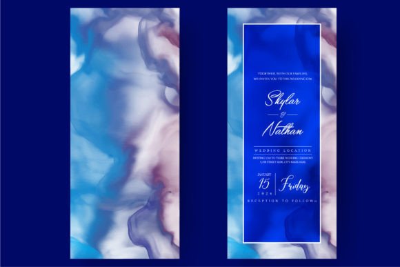 Elevate Your Brand with the Blue Marble Stone Texture Wedding Menu