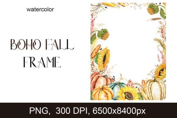 Fall Frame PNG: Boho Autumn Wedding Design Elements