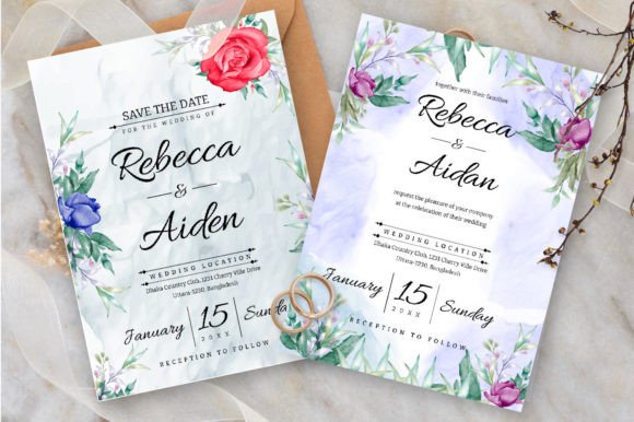 Floral Wedding Invitation Set Graphic: A Designer’s Asset