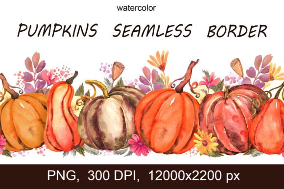 Pumpkins Border: Thanksgiving & Wedding Design Warmth