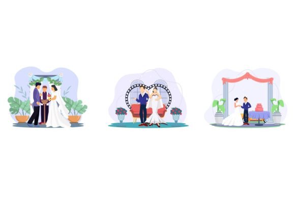 Wedding Party Concept Flat Bundle: Your All-in-One Design Toolkit